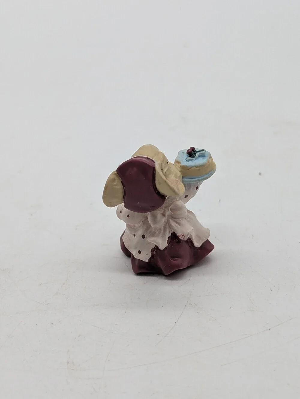 Vintage Miniature Mouse Figurine with Cake Made in Taiwan ROC Anthropomorphic